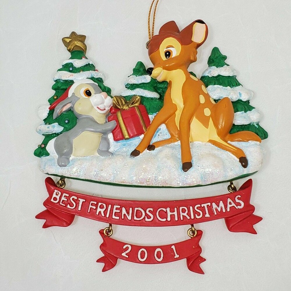 Rare Disney Store Bambi Thumper Christmas Ornament 4.5" Best Friends vtg 2001